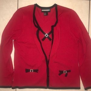 Red Cardigan and Top